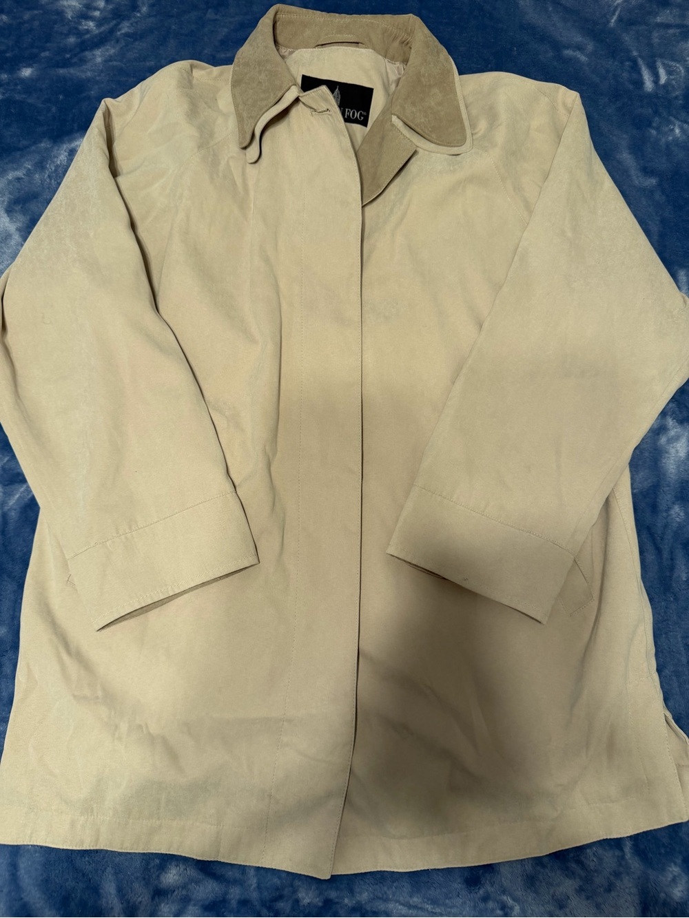 London Fog Light Beige Trench Coat with Suede Collar